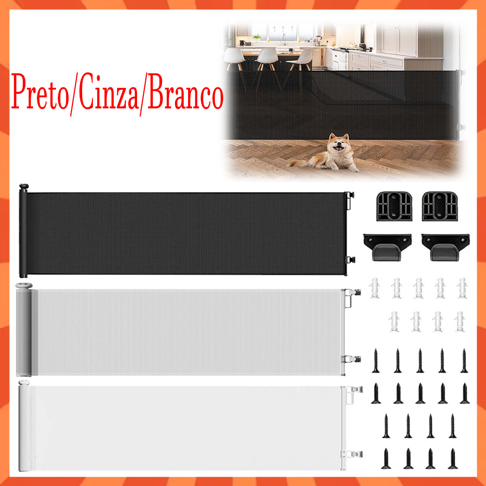 150/300 cm Portão Grade Retrátil de Proteção para Bebês e Cachorros, Portaozinho de Escada, Portao Segurança Bebê Pet em Oferta na Shopee