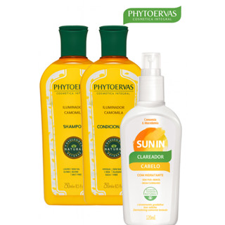 Kit Phytoervas Shampoo + Condicionador + Spray Clareador Cabelos Camomila Hidratante Sun in em Oferta na Shopee