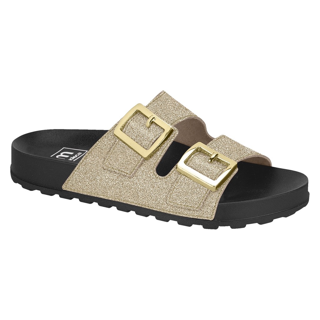 Chinelo Feminino Birken Sandália Flat Slide Confortável Dia a Dia Brilho Estiloso Moleca Original em Oferta na Shopee