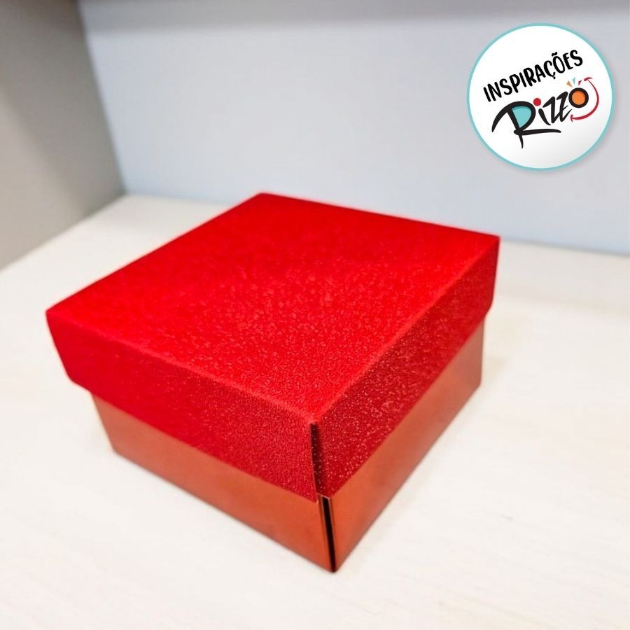 Caixa Vermelha Quadrada Com Glitter - 3,5x6x6cm  - 12 unidades - Rizzo - Rizzo em Oferta na Shopee