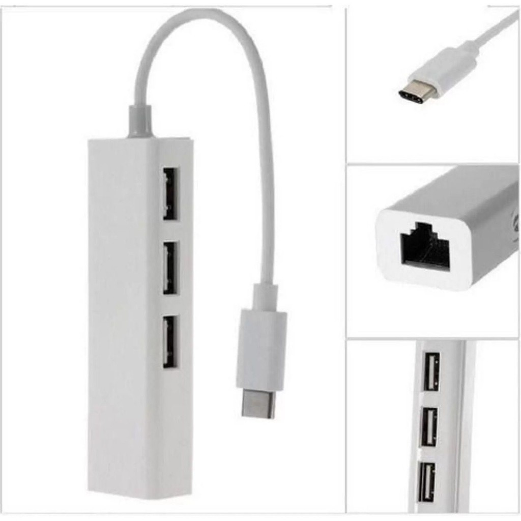Hub Tipo C Com 3 Portas Usb 1 Porta Rj45 Premium · foto 2