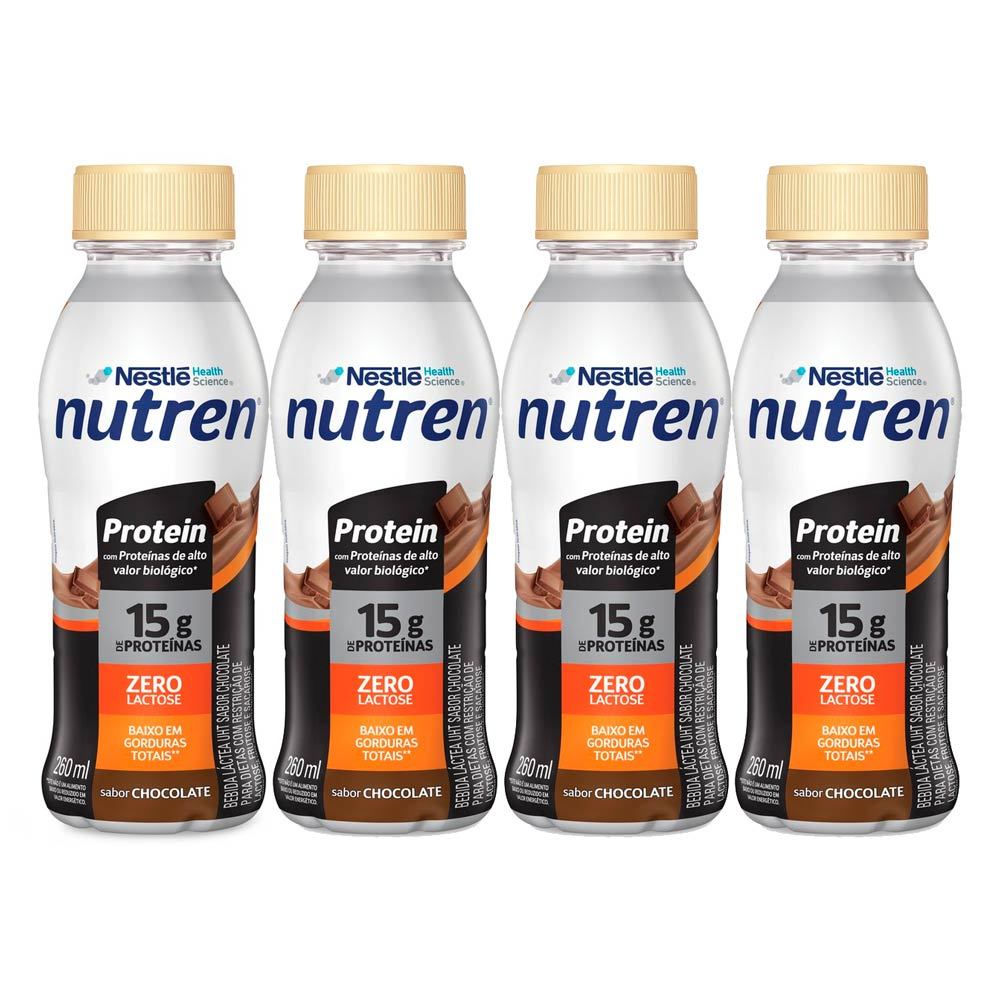 Kit 4 Bebida Láctea Nutren Protein com 15g de Proteínas Sabor Chocolate 260ml em Oferta na Shopee