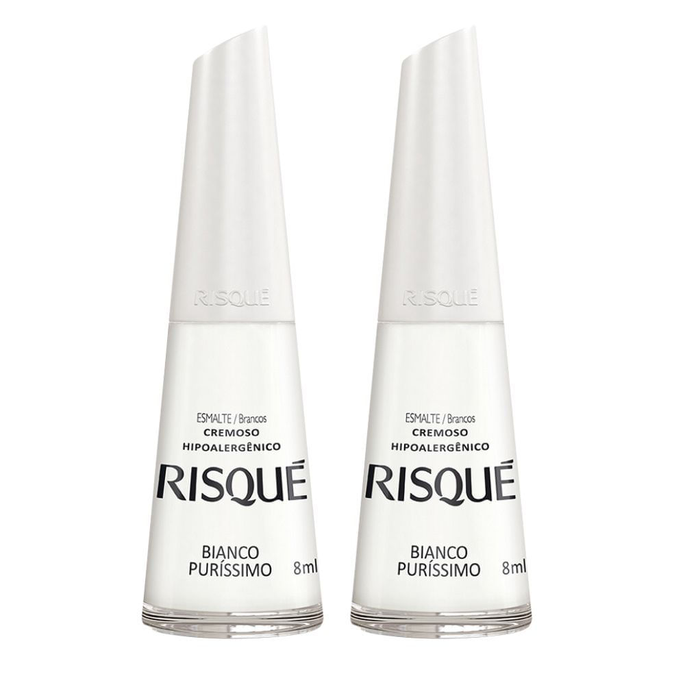 Kit 2 Esmalte Risqué Branco Cremoso Branco Puríssimo 8ml em Oferta na Shopee