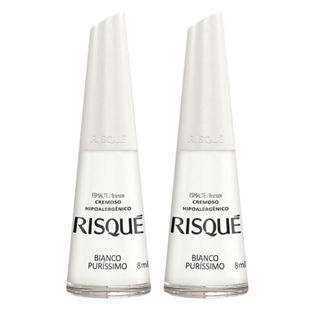 Kit 2 Esmalte Risqué Branco Cremoso Branco Puríssimo 8ml em Oferta na Shopee