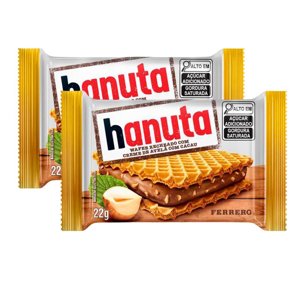 Kit 2 Hanuta Wafer Creme de Avelã 22g