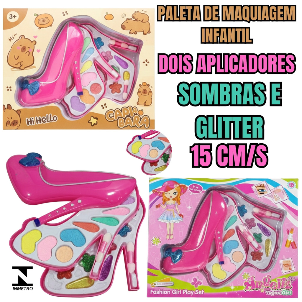 Maquiagem Infantil Sapato 15cm com Paleta Completa e Aplicadores