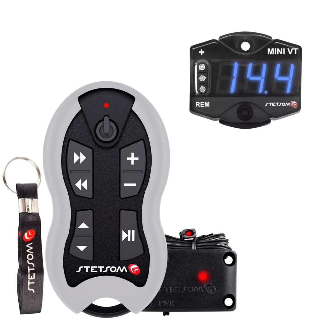 Voltímetro Stetsom Mini VT LED Azul Som Automotivo + Controle Sx1 Modo Aprender Universal