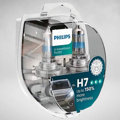 Par Lampada Original Philips X-treme Vision Pro H7 3400k 150% 55w 12v em Oferta na Shopee