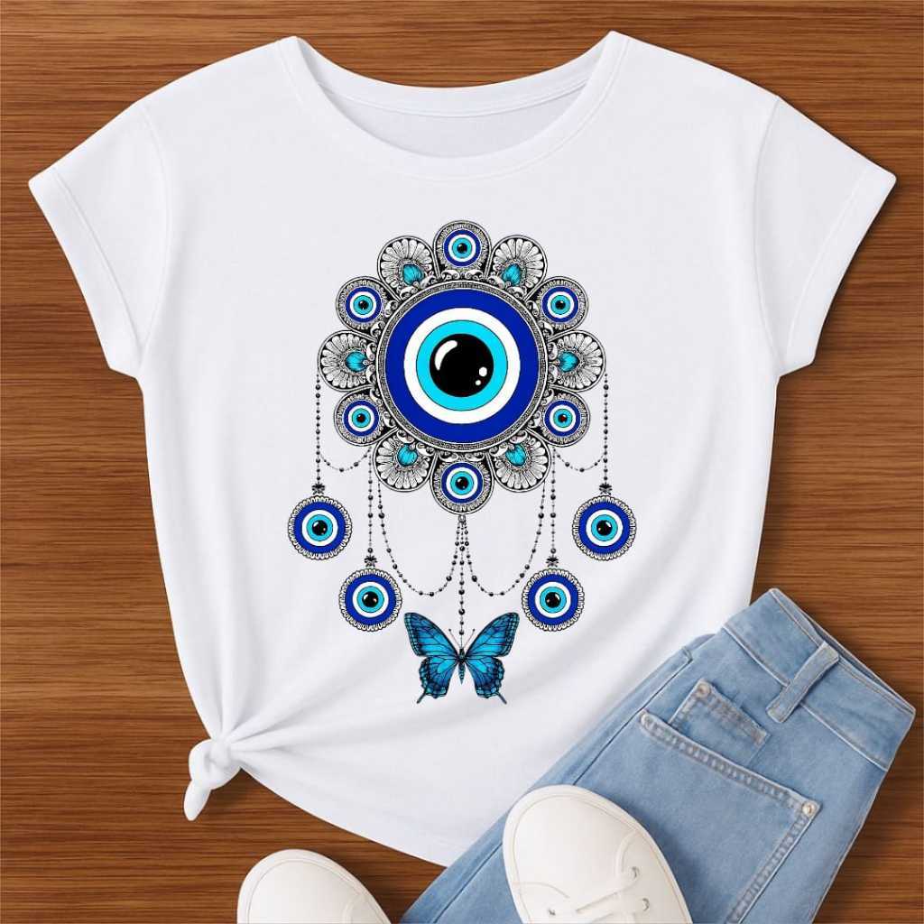 Camiseta Olho Grego Mandala Proteção Estampa Azul – Feminina/Proteção/Espiritualidade