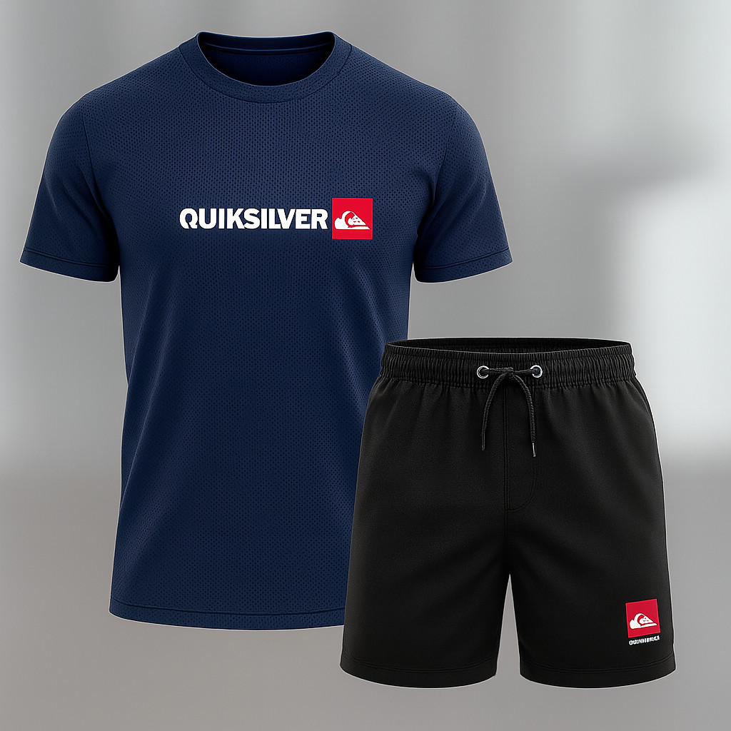 Kit Conjunto 1 Short 1 Camiseta Algodão - Bermuda Tactel Mauricinho Esportivo Academia Verão Oferta