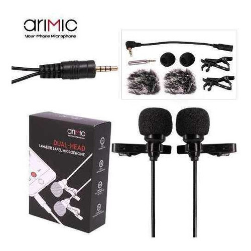 Microfone Arimic Duplo Lapela Celular Android iPhone Dslr