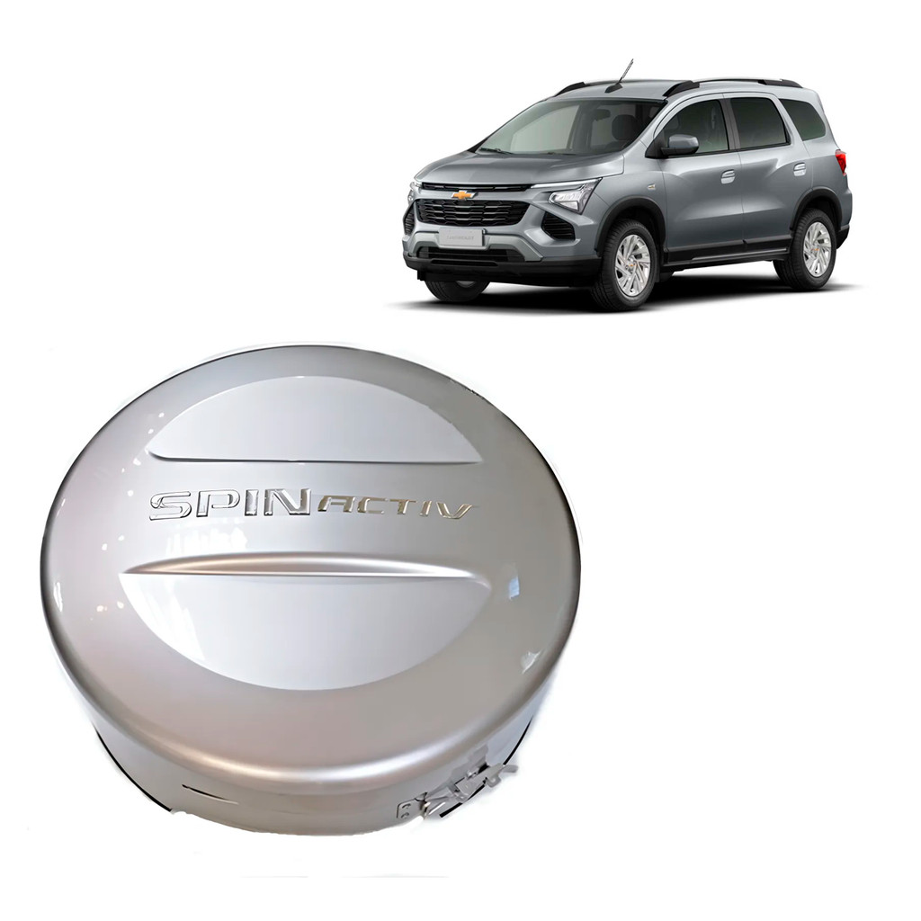 CAPA DE ESTEPE RIGIDA COM CADEADO PARA CHEVROLET SPIN ACTIV 2011/2021 ARO 16/17/18 COR PRATA SWITCHBLADE