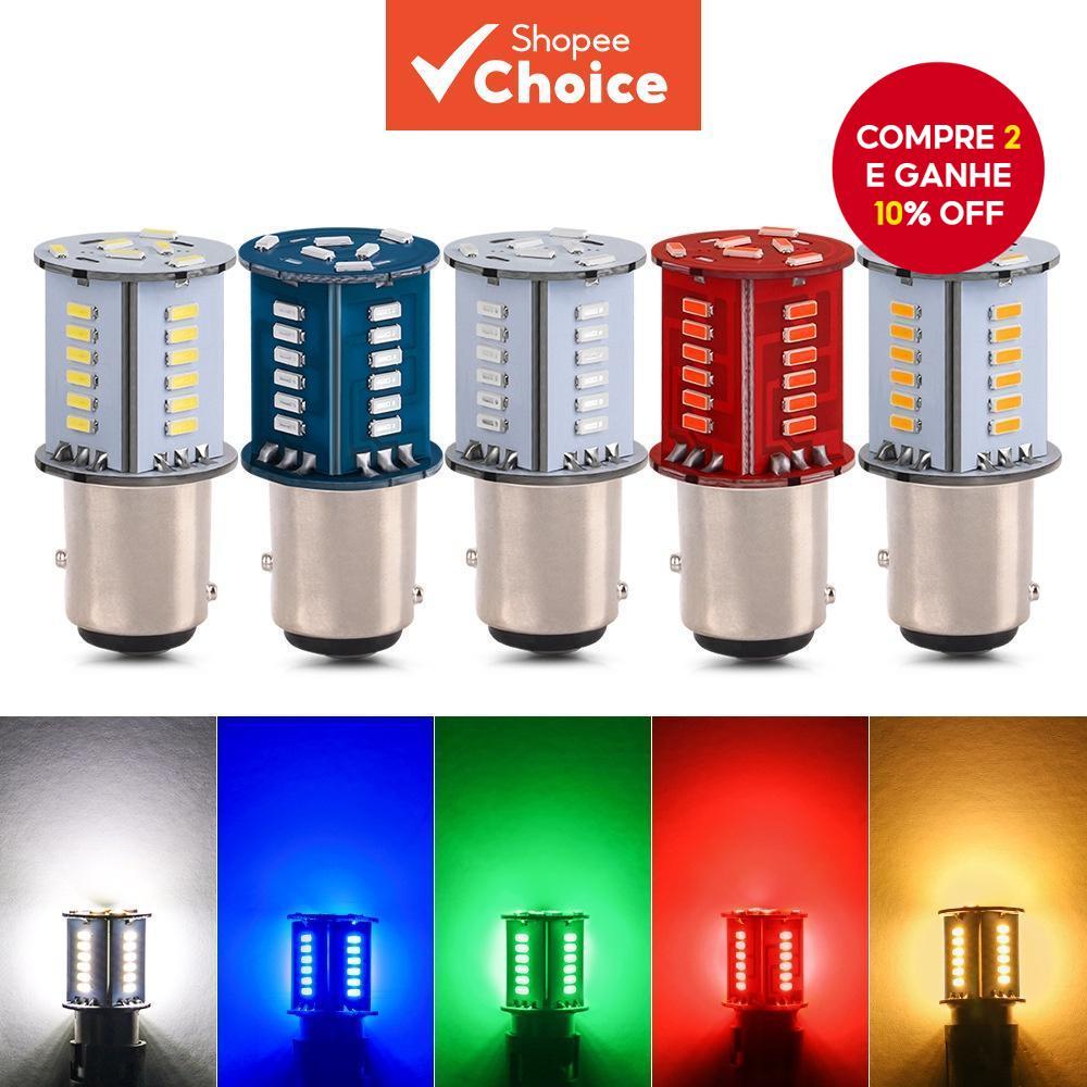 Lanterna Estroboscópica LED 2Pólos 1157 BAY15D para Carro e Moto DC12V Branca e Vermelha