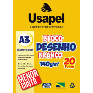Bloco A3 20 fls 140g - Usapel em Oferta na Shopee