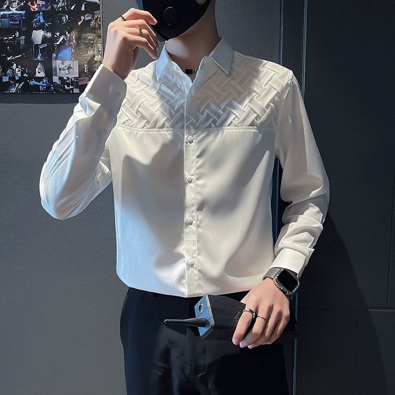 Camisas masculinas de manga comprida Street Wear bonito High-End primavera outono camisas casuais masculinas moda novos 