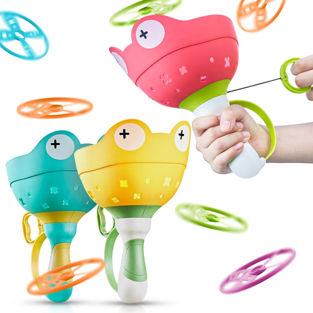 Lançador Portátil de Disco Voador Brinquedo Educativo para Crianças Esporte ao Ar Livre e Interação Familiar