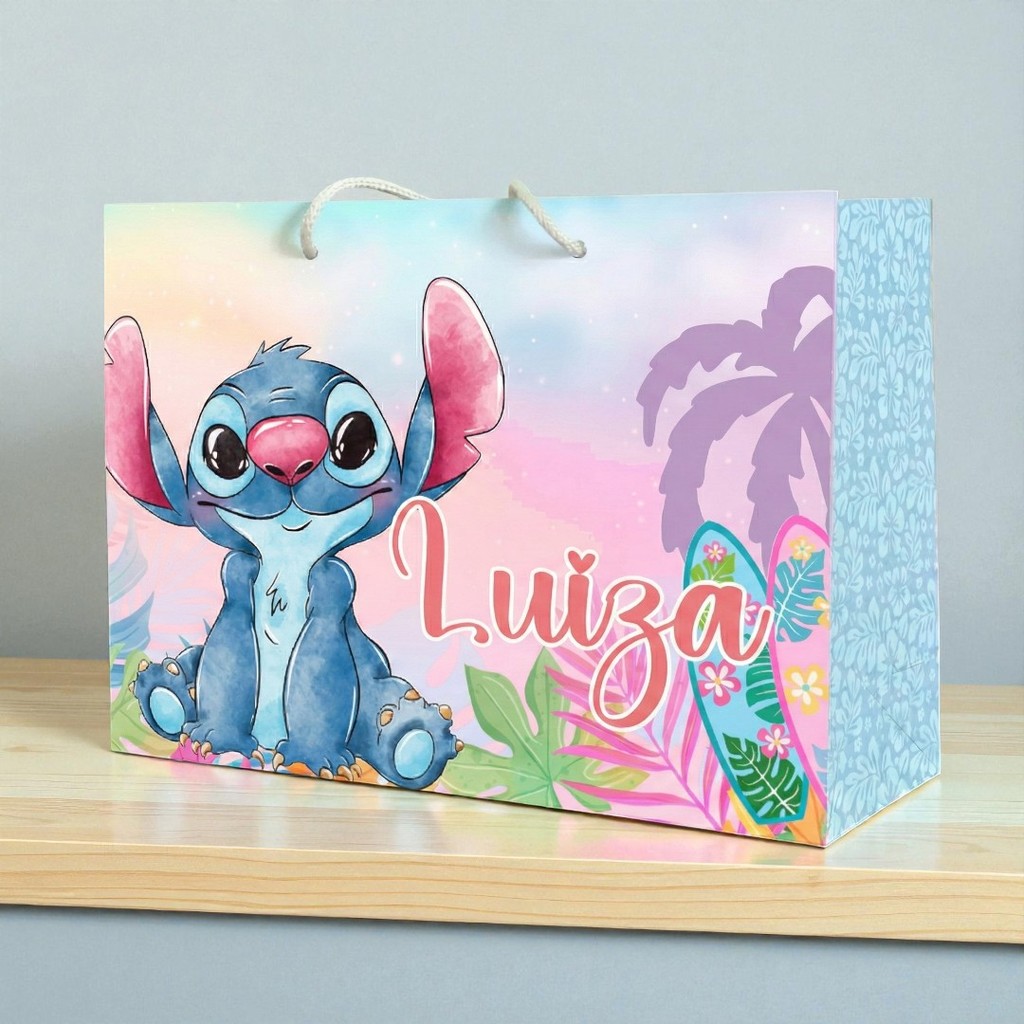 SACOLINHA STITCH AQUARELADO Personalizado | Sacolinha | Lembrancinha | Mimos | Aniversário STITCH