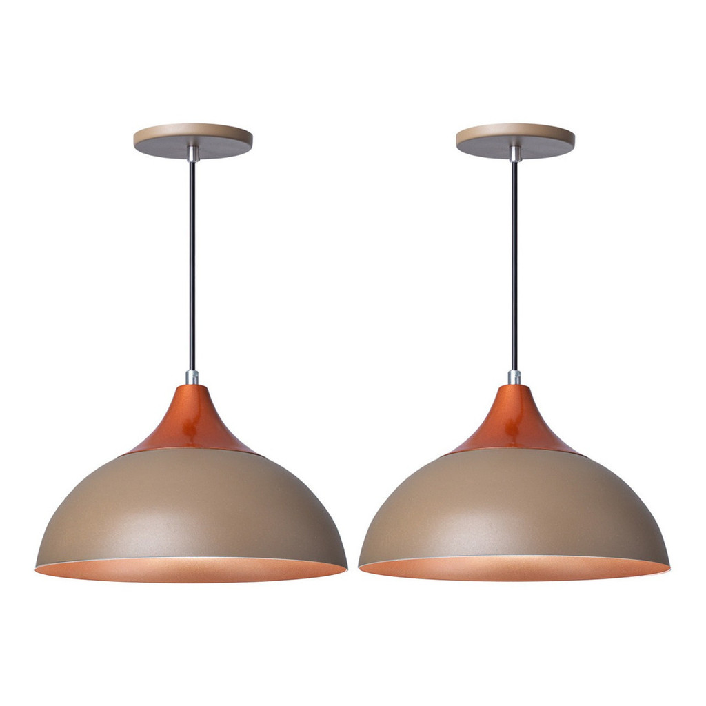 Kit 2 Lustre Pendente Alumínio Panamá Decoração Moderno Para Mesa Balcão Cozinha