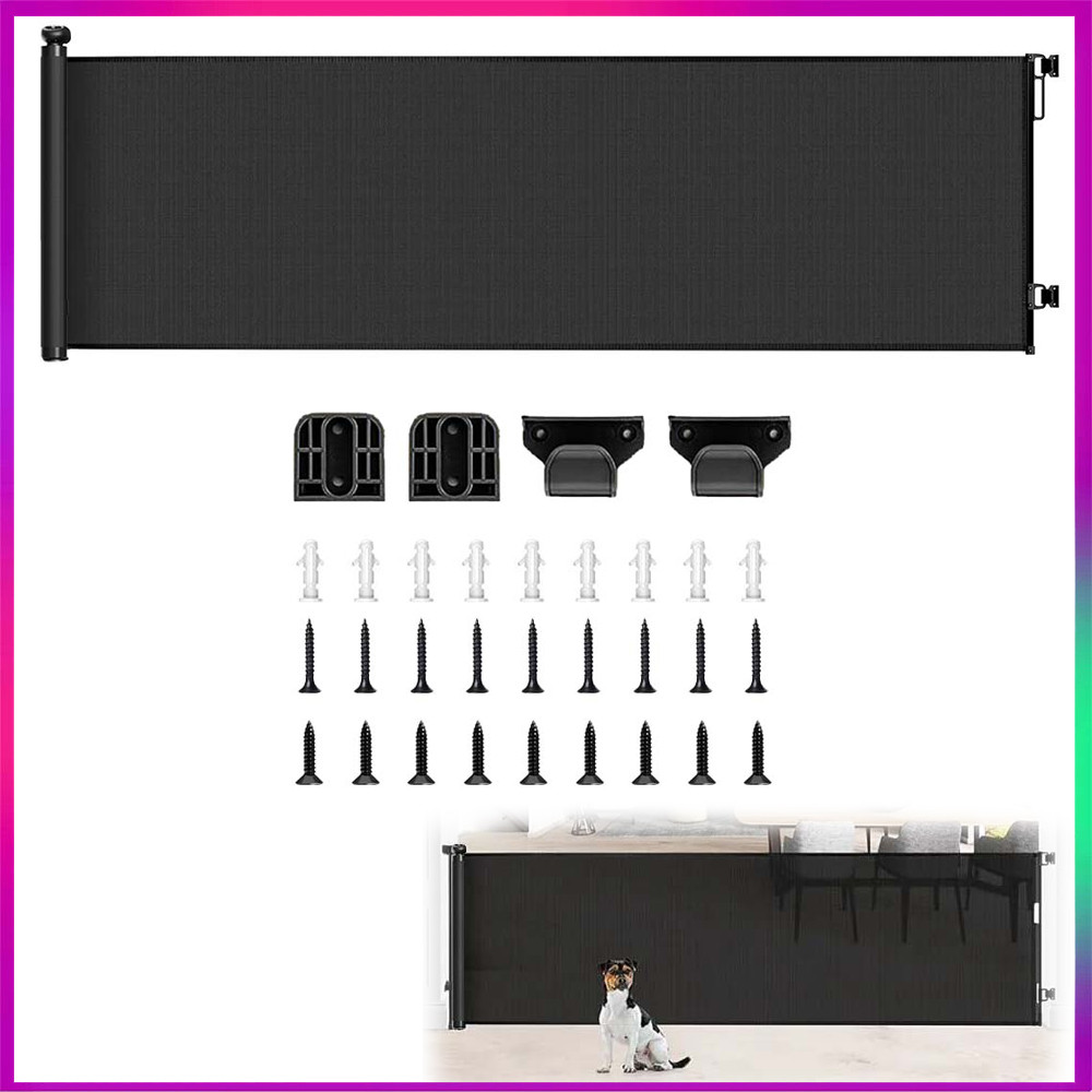 3m Preto Portão Retrátil de Segurança Grade de Proteção Retrátil para Escadas Grade Tela de Proteção Portao Grade