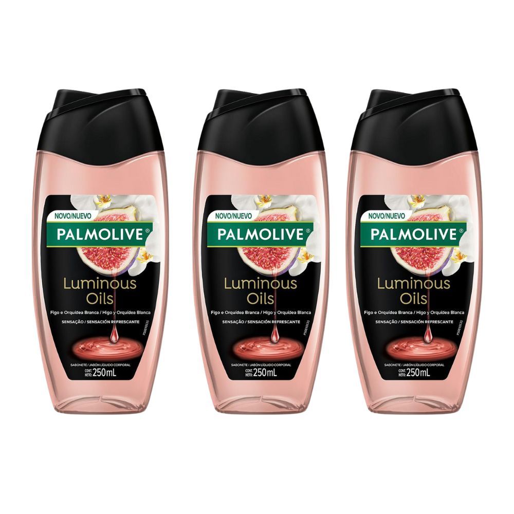 Kit 3 Sabonete Líquido Palmolive Luminous Oils Sensação Refrescante 250ml em Oferta na Shopee