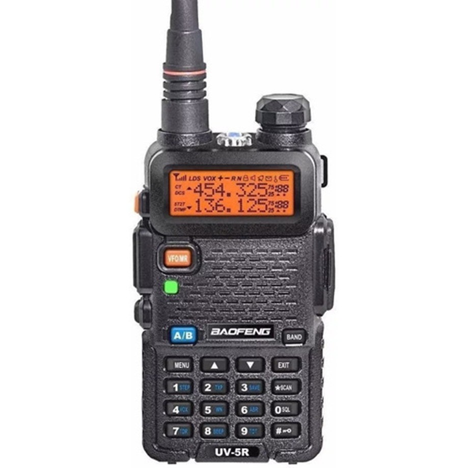 Rádio Comunicador Ht Dual Band Uhf Vhf Uv-5r Fm Fone Ptt Cor Preto