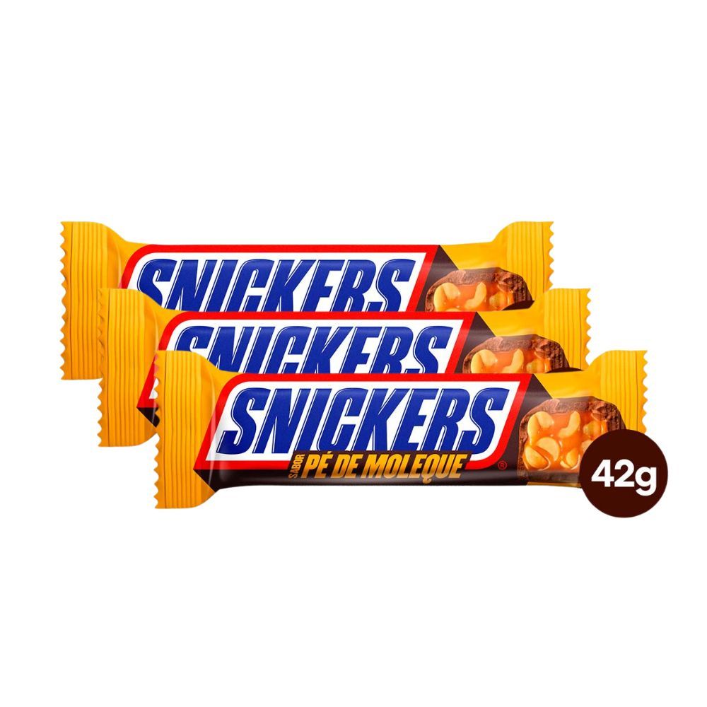 Kit 3 Chocolate Snickers Pé de Moleque 42g