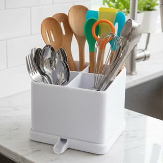 Organizador Escorredor De Agua Talheres Utensilios de Cozinha Porta Talher Plástico 4 Divisorias em Oferta na Shopee