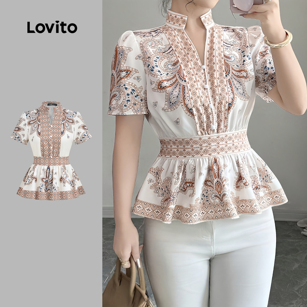 Lovito Blusa Casual Clássica E Versátil Com Botões Primavera/verão Para Mulheres L154ED1174 em Oferta na Shopee