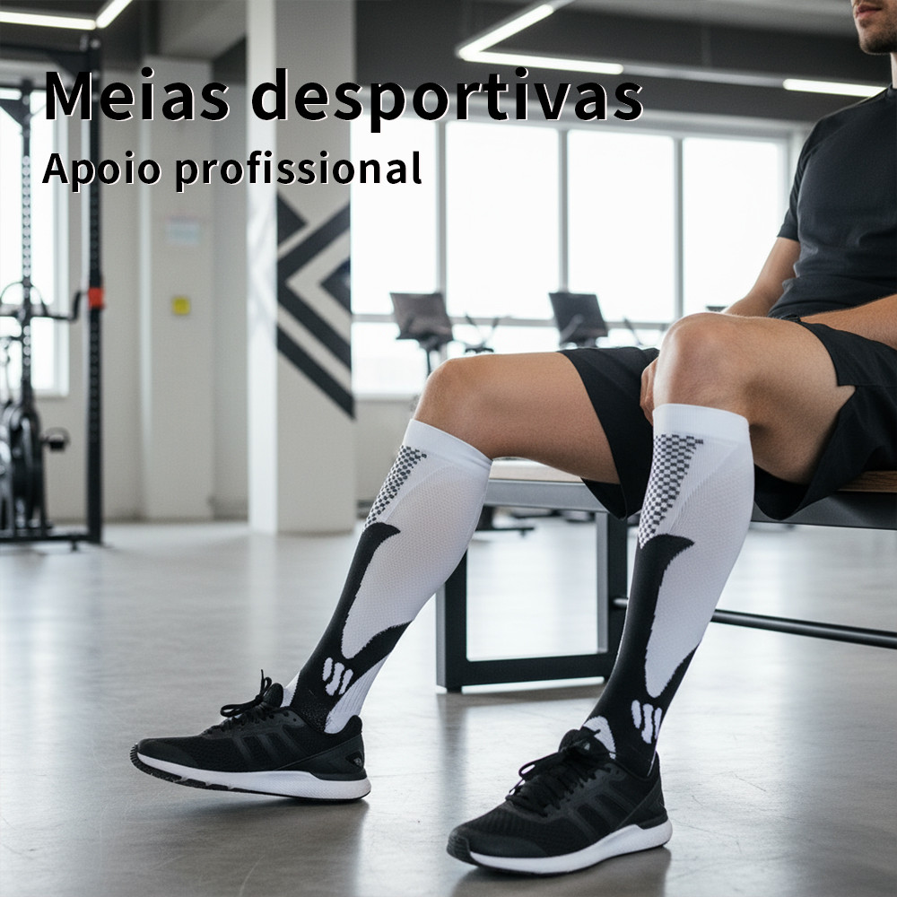Meias Esportivas de Alta Compressão Até a Panturrilha Profissionais Antifricção Respiráveis com Absorção de Suor Total em Oferta na Shopee