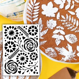 Stencil para Bolos Biscoitos Pintura Confeitaria Artesanato Flores Rosas Diversos Renda 10x15cm. em Oferta na Shopee