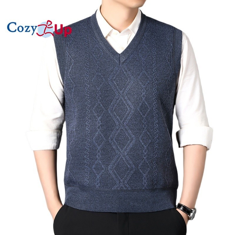 Suéter Masculino Com Decote Em V Colete Pulôver De Malha