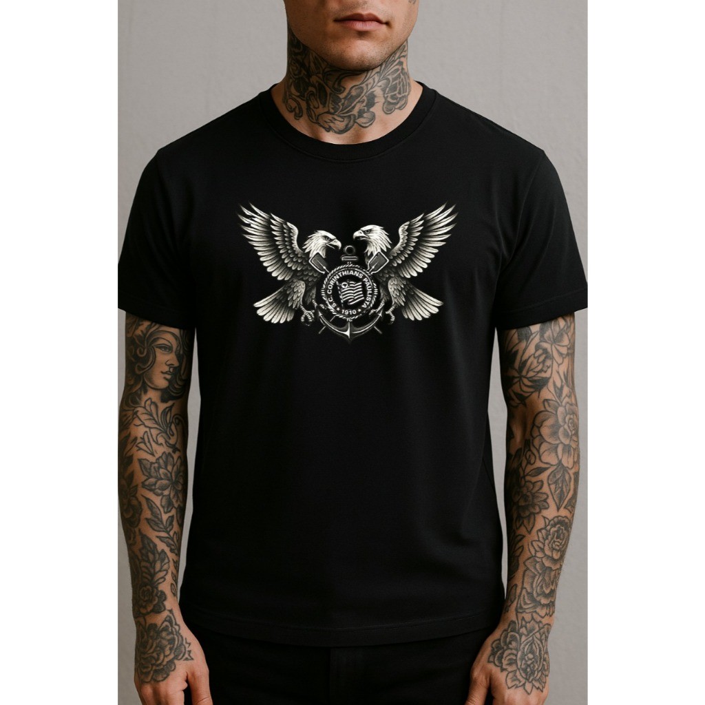 Camiseta Blusa T-shirt Estampada Personalizada Fiel Torcedor Corinthians Algodão P ao G3 Plus Size