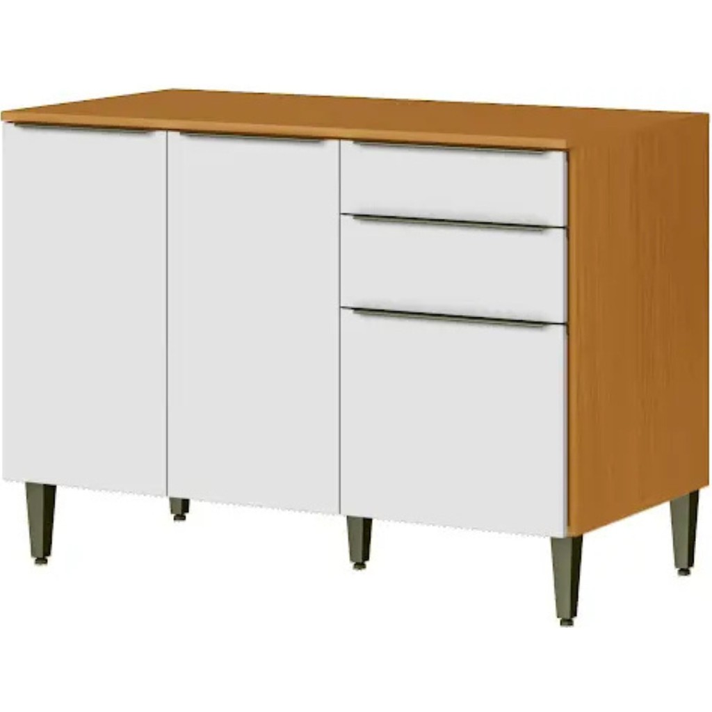 Balcão de Cozinha com Tampo 3 Portas 2 Gavetas 120cm