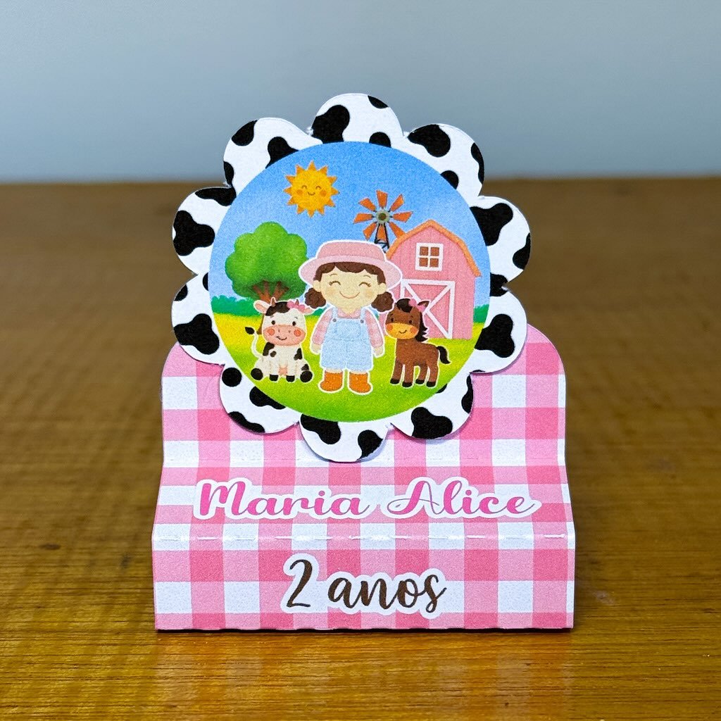 20 Porta Bis Duplo Fazendinha Rosa Menina | Personalizados Lembrancinhas Aniversário | PEGUE E MONTE