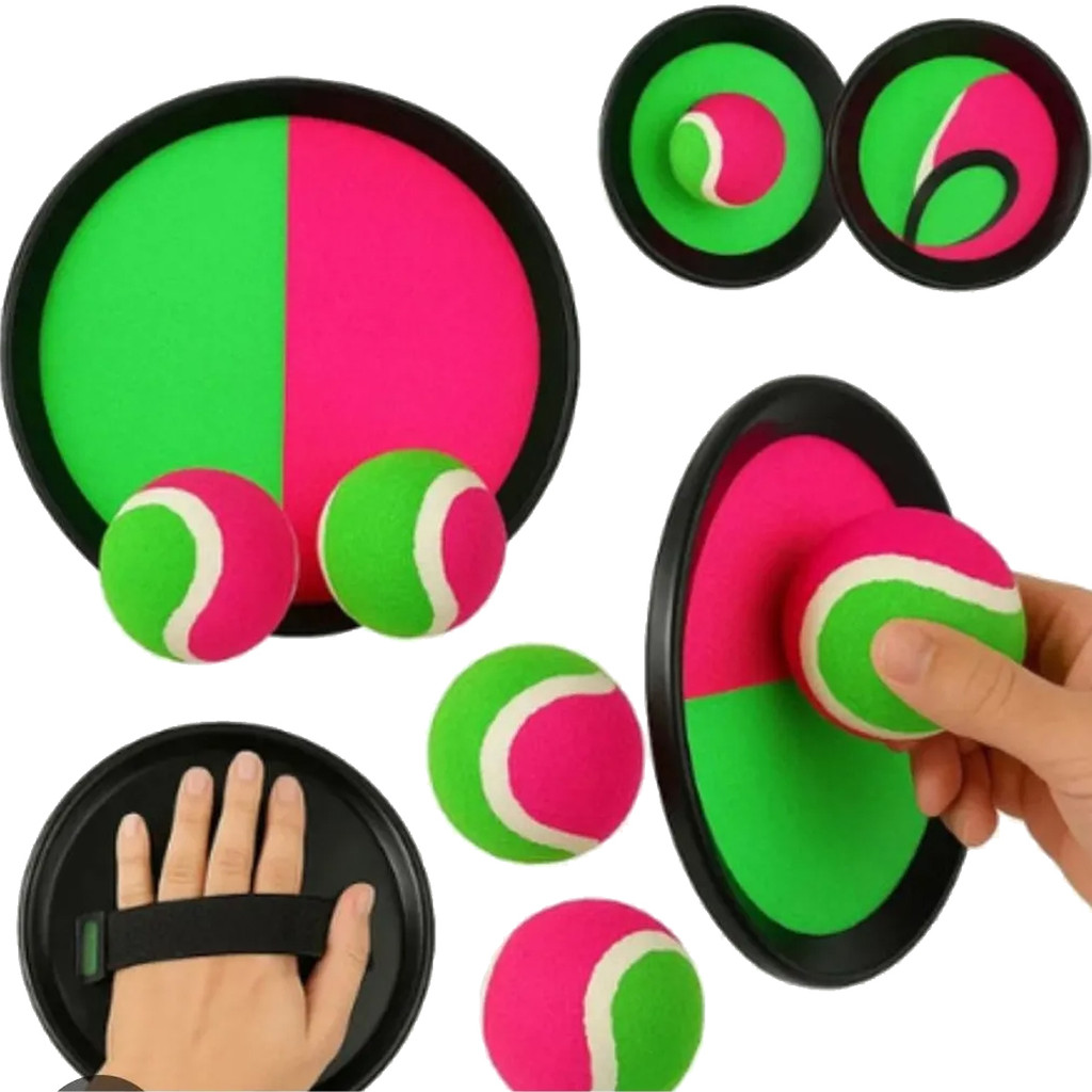 Kit Jogo Raquete Pega Bolinha Veludo Brinquedo Infantil Bateu Pegou Praia Bate e Gruda Kizumba em Oferta na Shopee