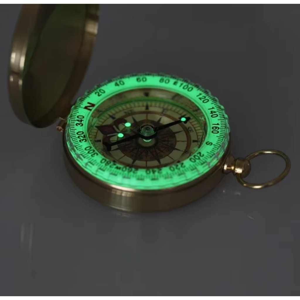 Detalhes do Bússola de Navegação Feita de Cobre Iluminação Retro Dispositivo de Navegação Portátil Cor Bronze