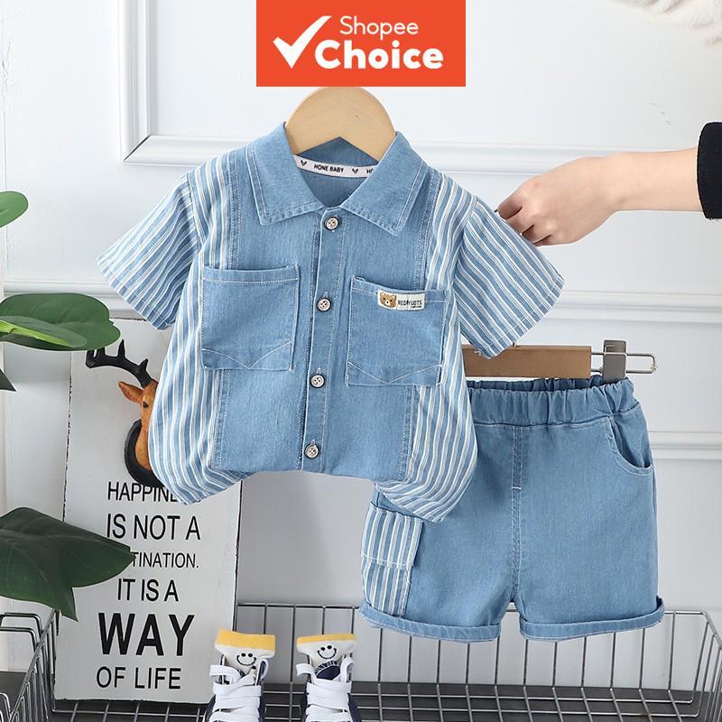 Novo Verão Bebê Meninos Roupas Terno Crianças Moda Listrado Camisa Shorts 2 Pçs/Sets Criança Casual Traje Fatos De Trein