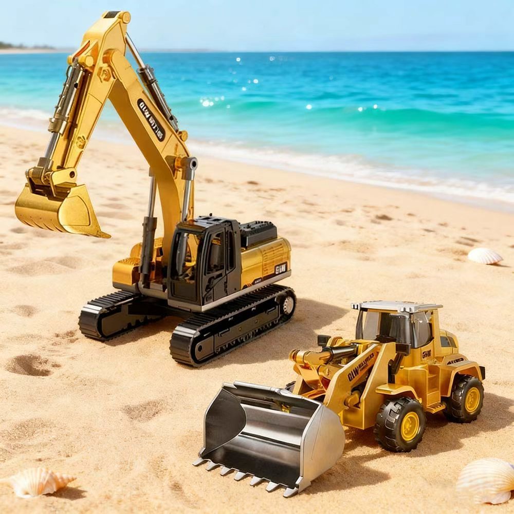 Miniatura Metal Articulado Veículo de Engenharia - Guindaste, Escavadeira, Empurradora