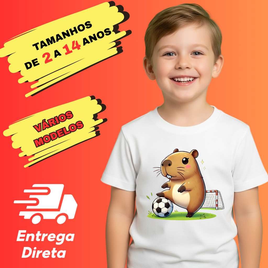 Roupa Infantil Capivara Da Escola De Magia Gamer Jogador Futebol Patinete Menino Menina