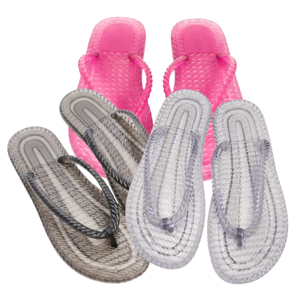 Kit 3 Pares Chinelo Feminino Jelly Dedo transparente Sandália jelly Marrocos Nuvem Confortável Macio Leve em Oferta na Shopee