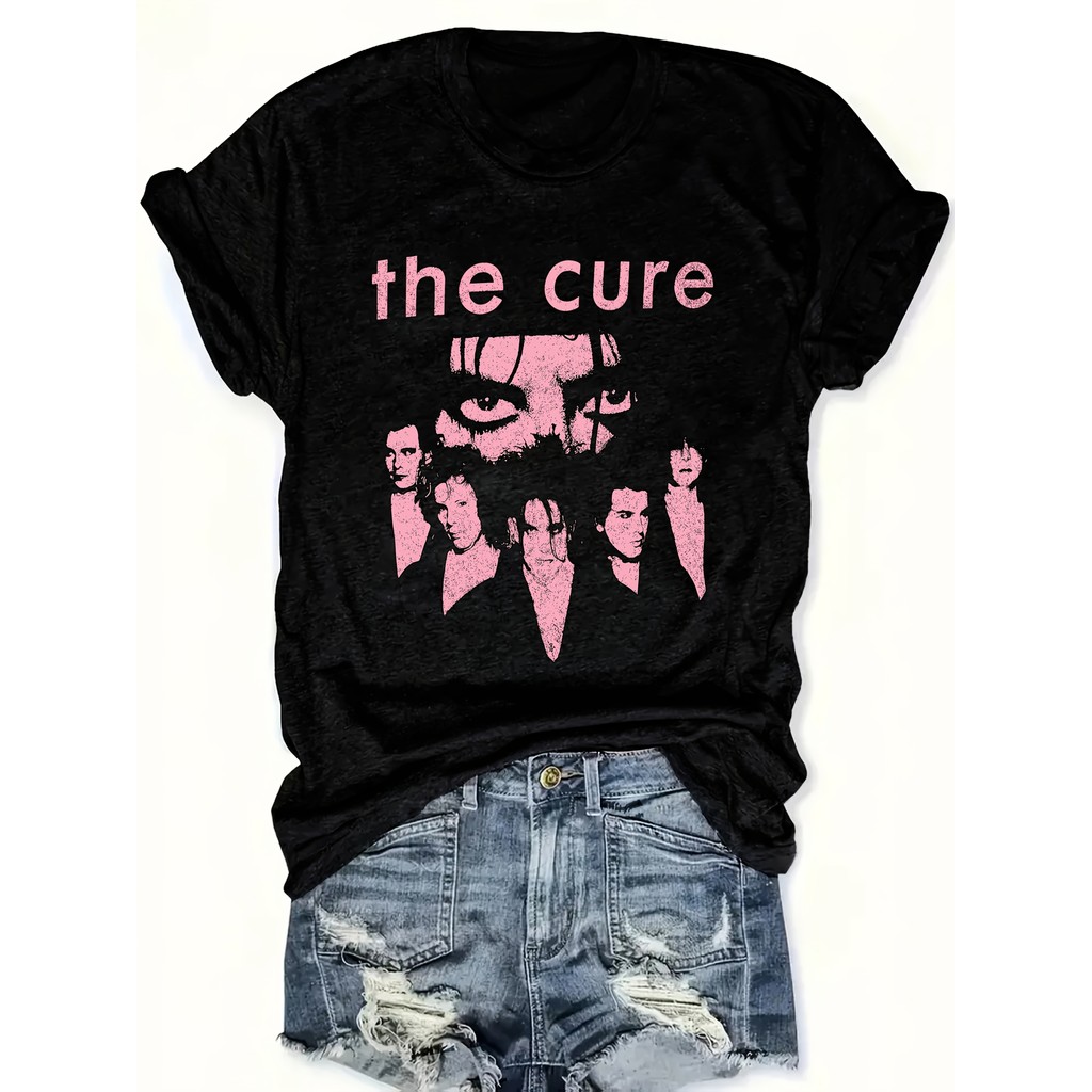 Camiseta Feminina Vintage Banda Poster Retrô Rosa Estampada Estilosa Confortável Atemporal Casual