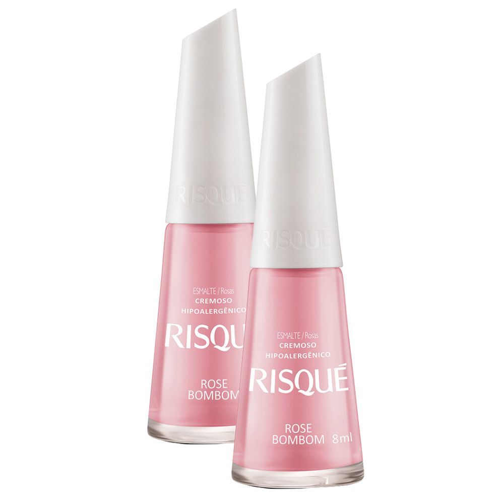 Kit 2 Esmalte Risqué Cor Rose Bombom Hipoalergênico com 8ml em Oferta na Shopee