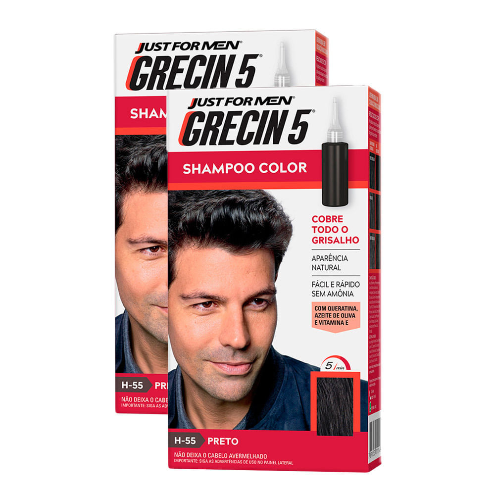 Kit 2 Grecin 5 Shampoo Color Tonalizante Preto 60ml em Oferta na Shopee