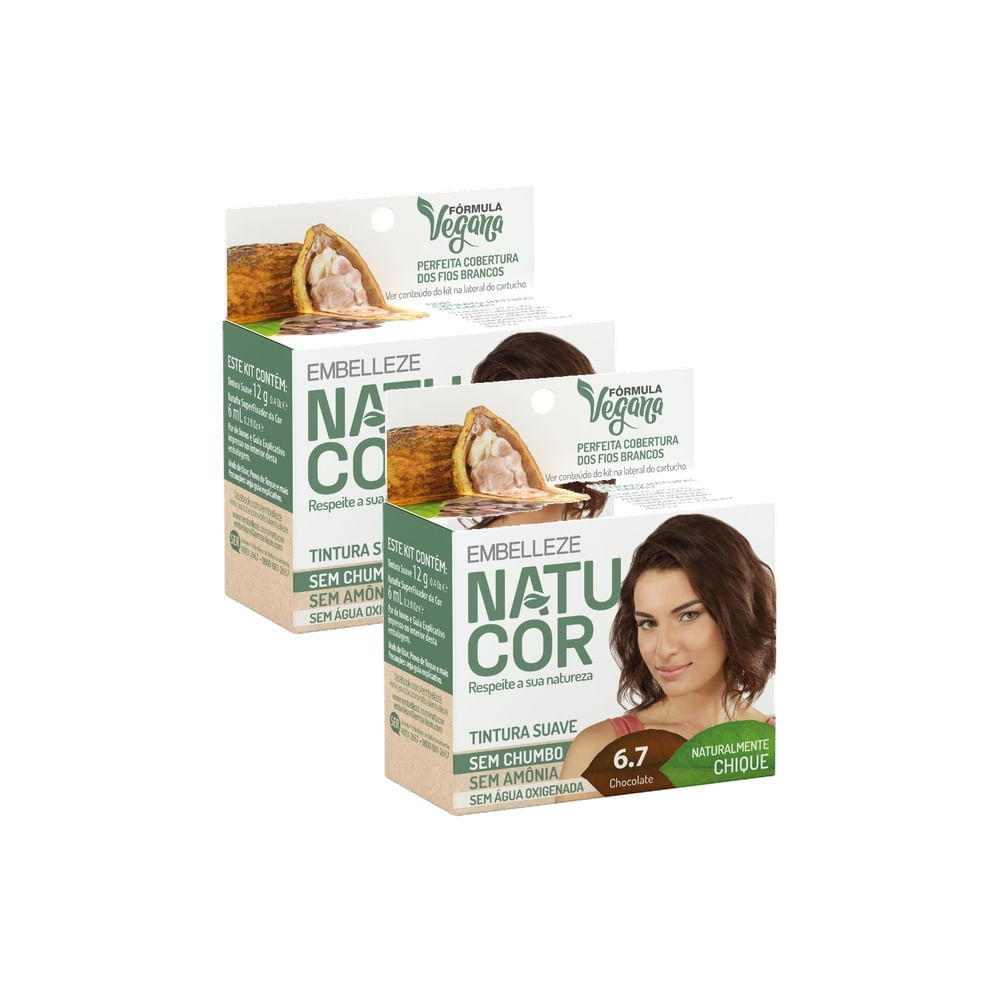 Kit 2 Tintura Pó Natucor Embelleze Chocolate 6.7 em Oferta na Shopee