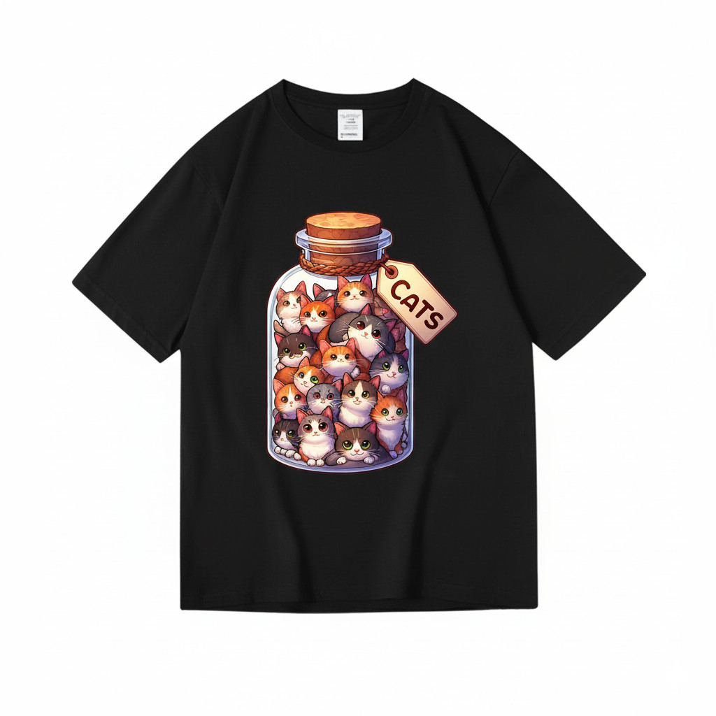 Camiseta Pote Gatos Gatinhos Fofos Brincalhões Engraçada Estampada Confortavel Linda Divertida Casual