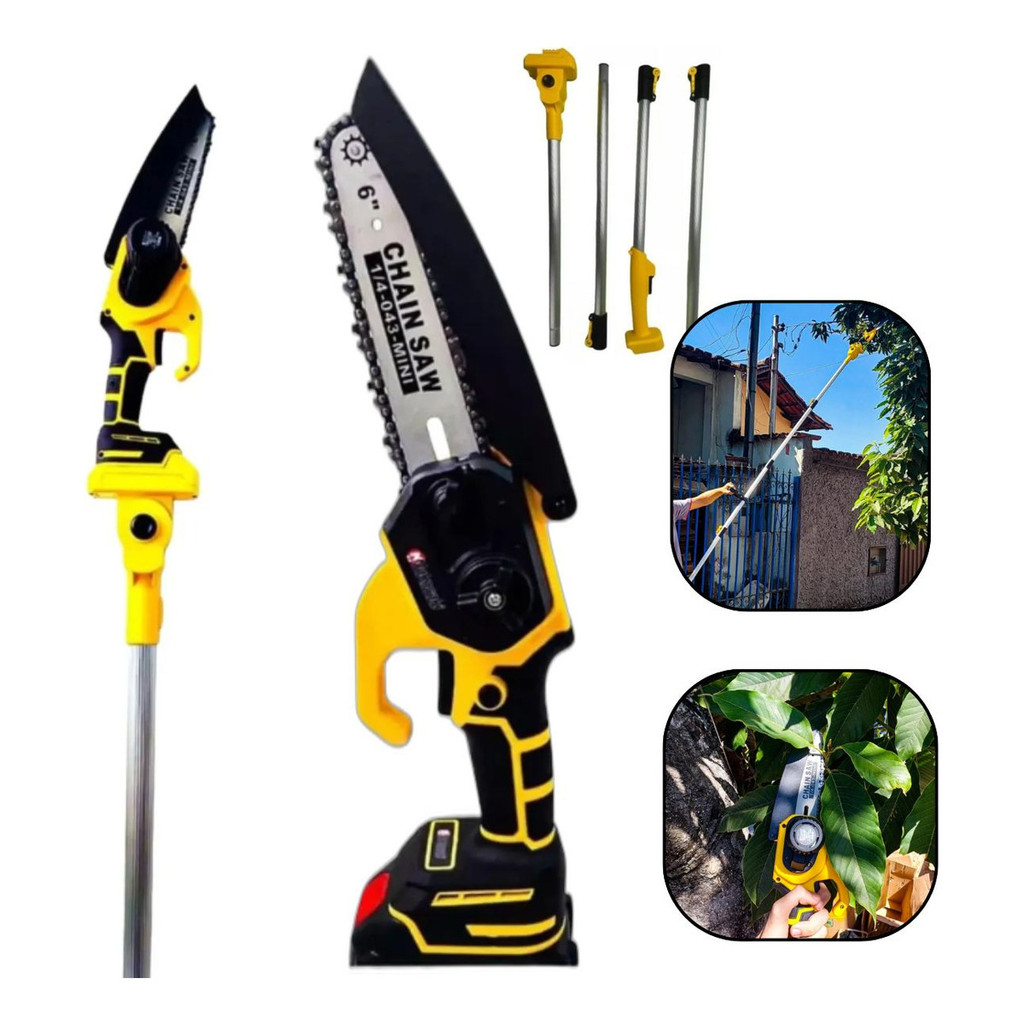 Motoserra 6 Pol. Podador De Galhos Extensor 3m 02 Baterias