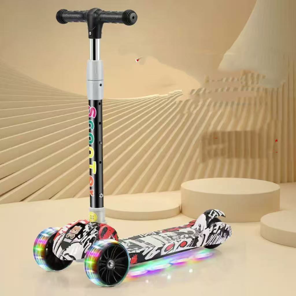 Patinete infantil dobrável de três rodas com grafite--1715 em Oferta na Shopee