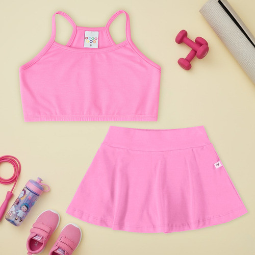 Conjunto Fitness Ginástica Menina Top E Saia Shorts Have Fun em Oferta na Shopee