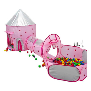 Barraca Infantil Rosa Toca Túnel 3 X 1 Barbie Cesta Basquete