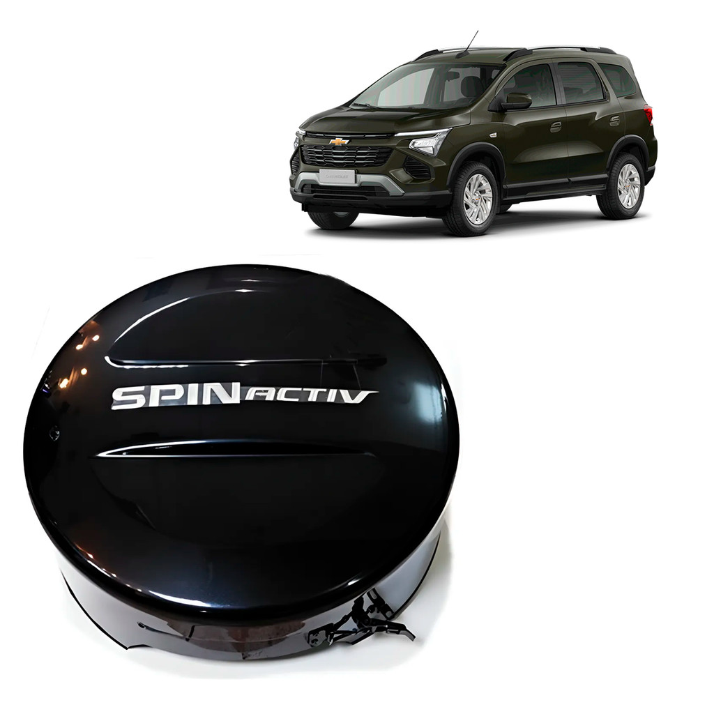 CAPA DE ESTEPE RIGIDA COM CADEADO PARA CHEVROLET SPIN ACTIV 2011/2021 ARO 16/17/18 COR PRETO OURO NEGRO